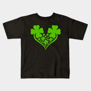 Irish 4 Leaf Clover Heart Kids T-Shirt